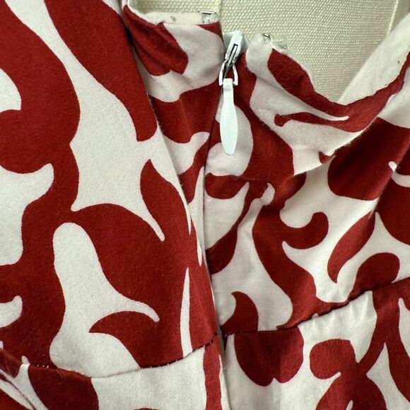 Hart of Dixie Style Red‎ White Print Sundress Women's 12 Cotton Midi Cottagecore - Picture 15 of 16